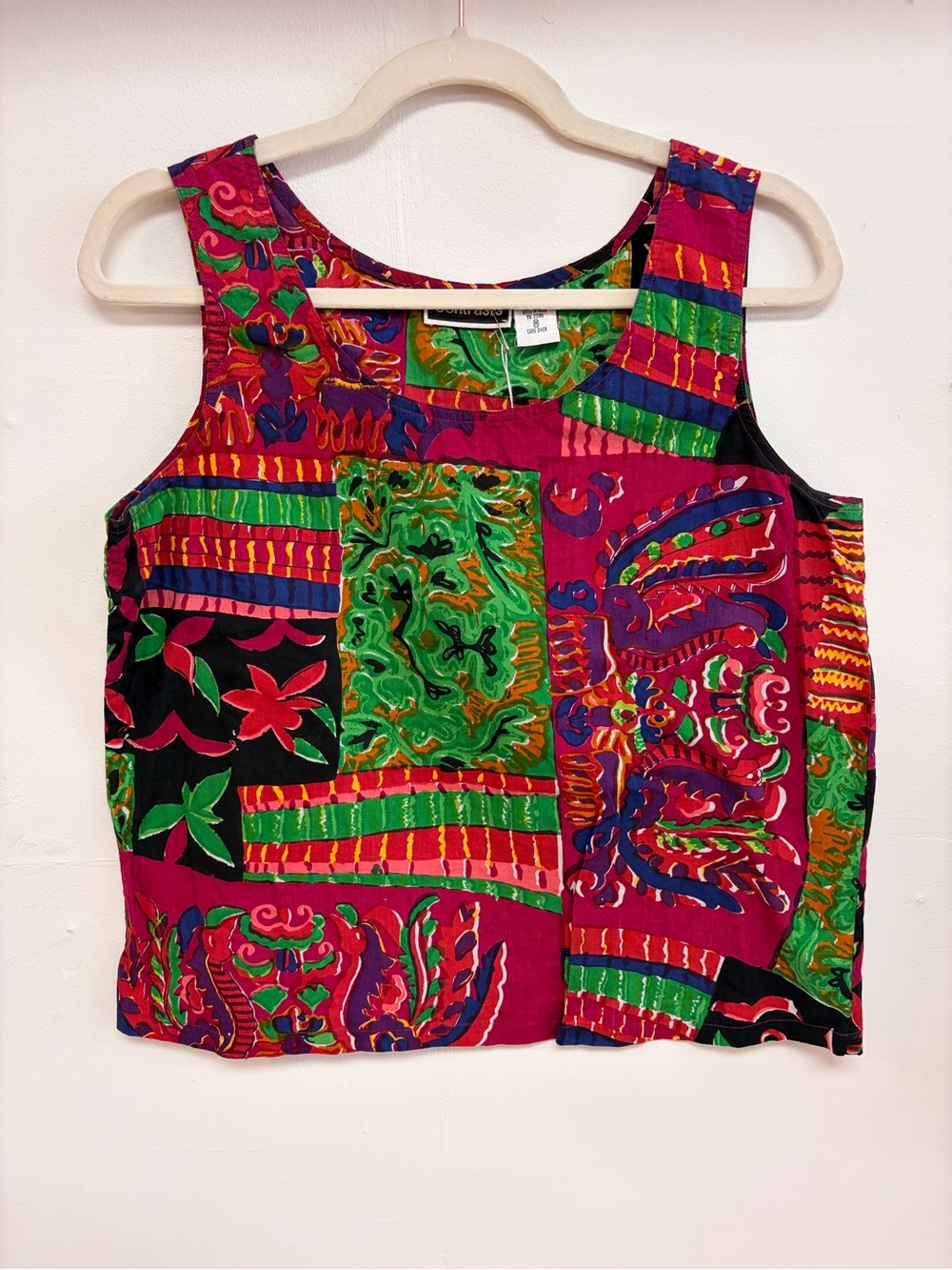 Vintage 1980’s Contrast colorful patterned 100% cotton tank top